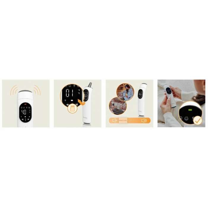 Termometru, Lionelo, FeverScan, Cu infrarosu, Fara contact, Rezultat ultrarapid, Potrivit si pentru alimente, Cu 4 moduri de functionare, Cu indicator LED si alarma sonora, Cu husa de depozitare [29]