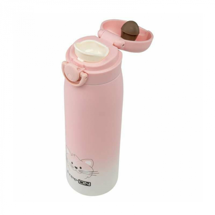 Termos lichide, FreeON, Din otel inoxidabil, Cu mentinere de temperatura de pana la 12 ore, 480 ml, Pink [2]