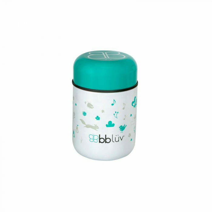 Termos pentru alimente solide, Food, Cu lingurita inclusa, 300 ml, BPA Free, Bbluv, Aqua [3]