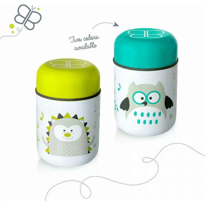 Termos pentru alimente solide, Food, Cu lingurita inclusa, 300 ml, BPA Free, Bbluv, Aqua [8]