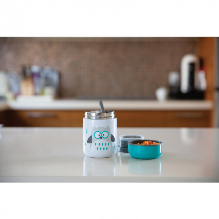 Termos pentru alimente solide, Food, Cu lingurita inclusa, 300 ml, BPA Free, Bbluv, Aqua [5]