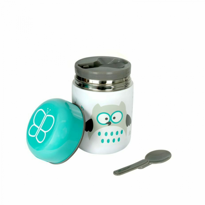 Termos pentru alimente solide, Food, Cu lingurita inclusa, 300 ml, BPA Free, Bbluv, Aqua [4]