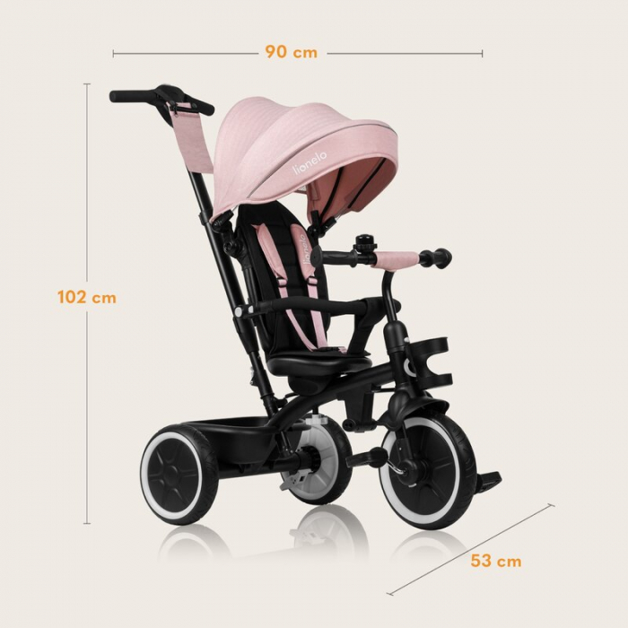 Tricicleta copii, Lionelo, Berry, 2 in 1, Multifunctionala, Suport picioare, Control al directiei, Scaun reversibil, Rotire 360 grade, Functie de roata libera, Utilizare pana la 5 ani, Constructie din [24]