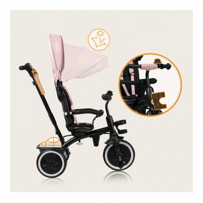 Tricicleta copii, Lionelo, Berry, 2 in 1, Multifunctionala, Suport picioare, Control al directiei, Scaun reversibil, Rotire 360 grade, Functie de roata libera, Utilizare pana la 5 ani, Constructie din [26]