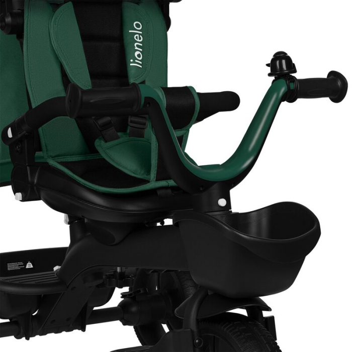Tricicleta copii, Lionelo, Kori, Cu suport de picioare, Control al directiei, Scaun reversibil, Rotire 360 grade, Pliabila, Conform cu standardul european de securitate EN71, Verde [5]