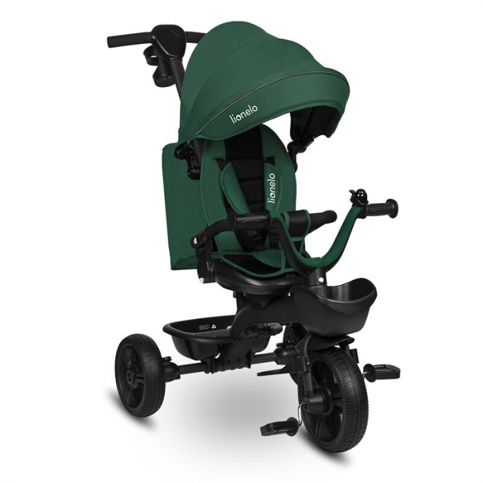 Tricicleta copii, Lionelo, Kori, Cu suport de picioare, Control al directiei, Scaun reversibil, Rotire 360 grade, Pliabila, Conform cu standardul european de securitate EN71, Verde [2]