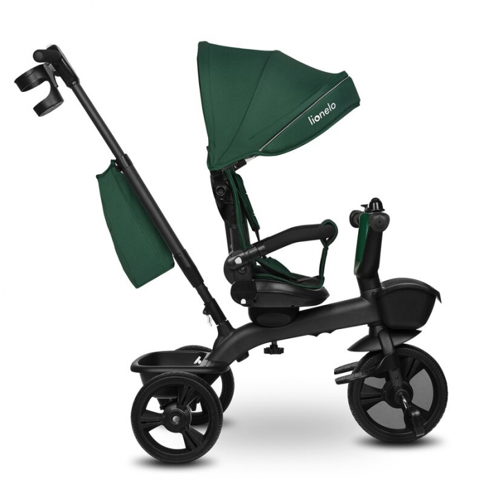 Tricicleta copii, Lionelo, Kori, Cu suport de picioare, Control al directiei, Scaun reversibil, Rotire 360 grade, Pliabila, Conform cu standardul european de securitate EN71, Verde [12]