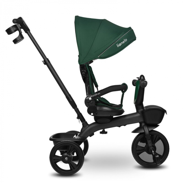 Tricicleta copii, Lionelo, Kori, Cu suport de picioare, Control al directiei, Scaun reversibil, Rotire 360 grade, Pliabila, Conform cu standardul european de securitate EN71, Verde [14]