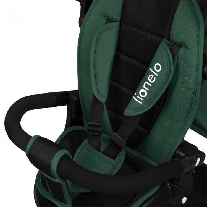 Tricicleta copii, Lionelo, Kori, Cu suport de picioare, Control al directiei, Scaun reversibil, Rotire 360 grade, Pliabila, Conform cu standardul european de securitate EN71, Verde [10]
