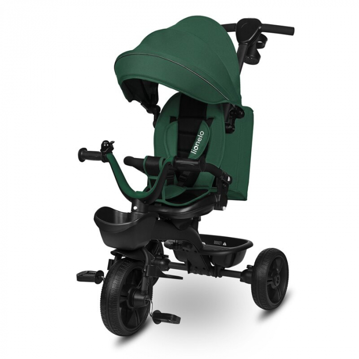 Tricicleta copii, Lionelo, Kori, Cu suport de picioare, Control al directiei, Scaun reversibil, Rotire 360 grade, Pliabila, Conform cu standardul european de securitate EN71, Verde [1]