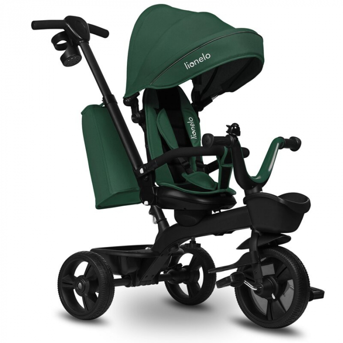 Tricicleta copii, Lionelo, Kori, Cu suport de picioare, Control al directiei, Scaun reversibil, Rotire 360 grade, Pliabila, Conform cu standardul european de securitate EN71, Verde [3]