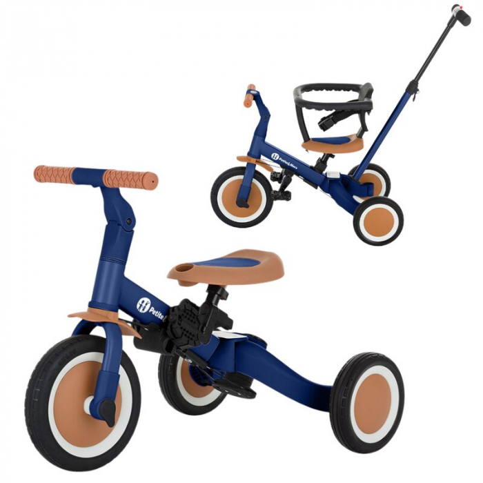 Tricicleta, Petite&Mars, Turbo, 5 in 1, Multifunctionala, Vehicul de impins, Bicicleta cu/fara pedale, Cu maner de ghidaj, Detasabil, Roti din cauciuc, Pana la 25 kg, 1.5-5 ani, Albastru [1]