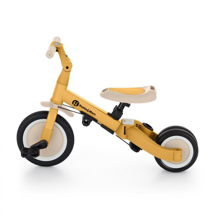 Tricicleta, Petite&Mars, Turbo, 5 in 1, Multifunctionala, Vehicul de impins, Bicicleta cu/fara pedale, Cu maner de ghidaj, Detasabil, Roti din cauciuc, Pana la 25 kg, 1.5-5 ani, Ocru [18]