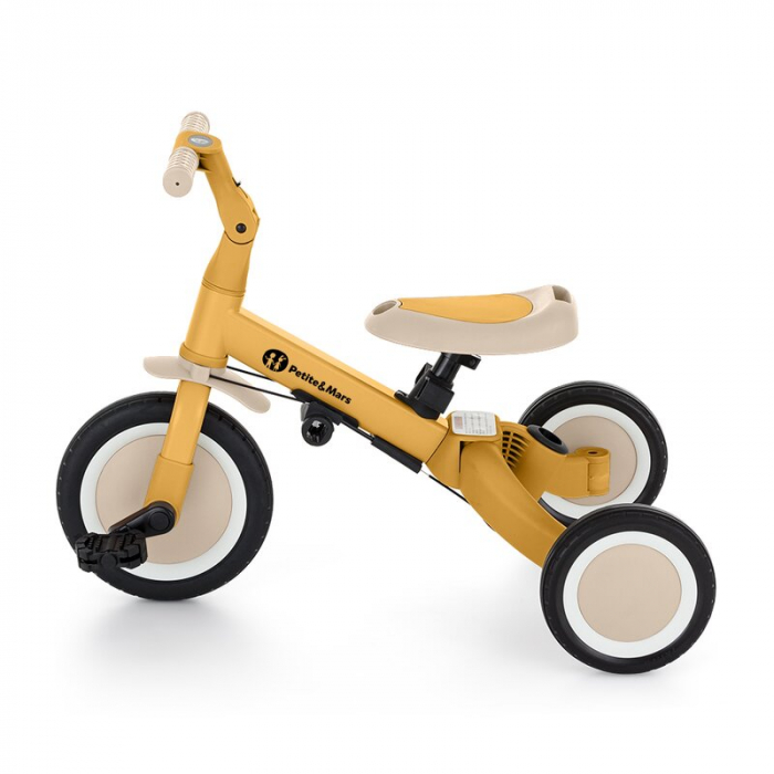 Tricicleta, Petite&Mars, Turbo, 5 in 1, Multifunctionala, Vehicul de impins, Bicicleta cu/fara pedale, Cu maner de ghidaj, Detasabil, Roti din cauciuc, Pana la 25 kg, 1.5-5 ani, Ocru [16]