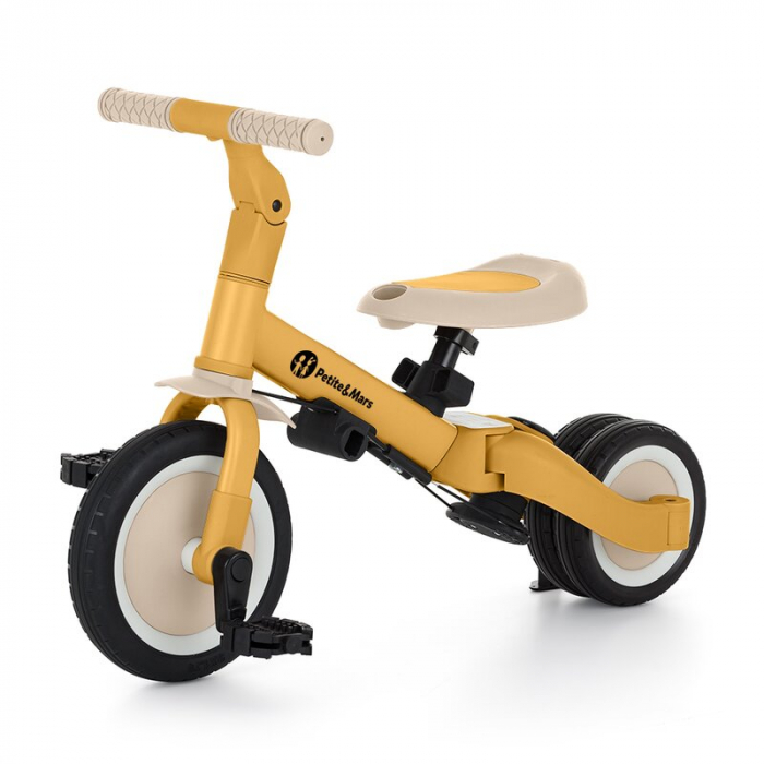 Tricicleta, Petite&Mars, Turbo, 5 in 1, Multifunctionala, Vehicul de impins, Bicicleta cu/fara pedale, Cu maner de ghidaj, Detasabil, Roti din cauciuc, Pana la 25 kg, 1.5-5 ani, Ocru [8]