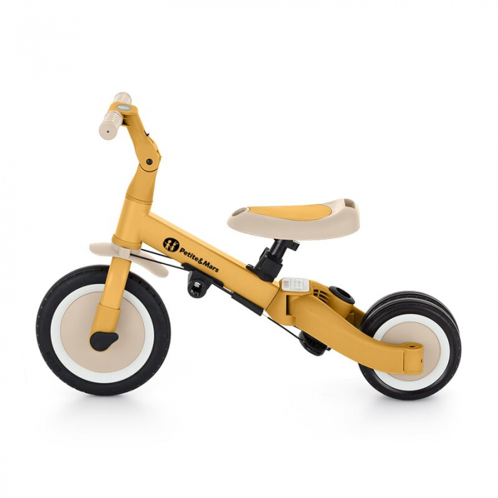 Tricicleta, Petite&Mars, Turbo, 5 in 1, Multifunctionala, Vehicul de impins, Bicicleta cu/fara pedale, Cu maner de ghidaj, Detasabil, Roti din cauciuc, Pana la 25 kg, 1.5-5 ani, Ocru [17]