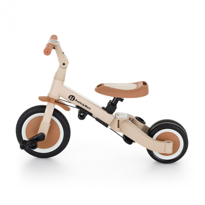 Tricicleta, Petite&Mars, Turbo, 5 in 1, Multifunctionala, Vehicul de impins, Bicicleta cu/fara pedale, Cu maner de ghidaj, Detasabil, Roti din cauciuc, Pana la 25 kg, 1.5-5 ani, Bej [14]