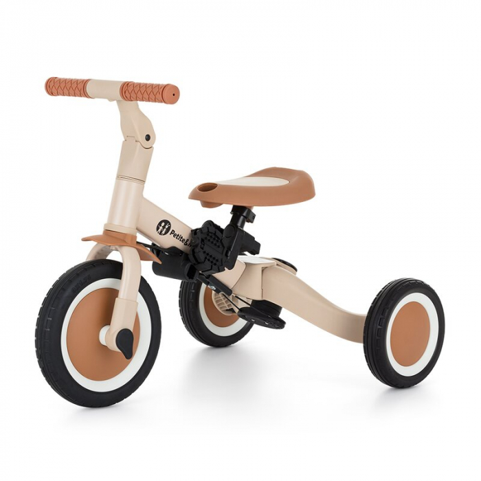 Tricicleta, Petite&Mars, Turbo, 5 in 1, Multifunctionala, Vehicul de impins, Bicicleta cu/fara pedale, Cu maner de ghidaj, Detasabil, Roti din cauciuc, Pana la 25 kg, 1.5-5 ani, Bej [3]