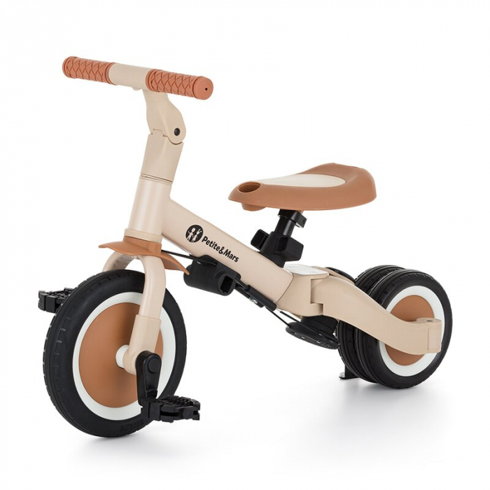 Tricicleta, Petite&Mars, Turbo, 5 in 1, Multifunctionala, Vehicul de impins, Bicicleta cu/fara pedale, Cu maner de ghidaj, Detasabil, Roti din cauciuc, Pana la 25 kg, 1.5-5 ani, Bej [8]
