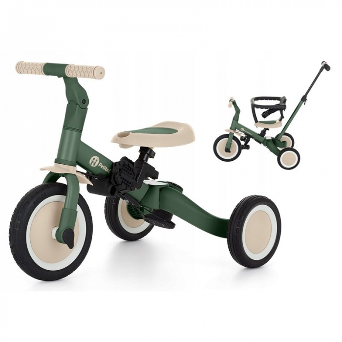 Tricicleta, Petite&Mars, Turbo, 5 in 1, Multifunctionala, Vehicul de impins, Bicicleta cu/fara pedale, Cu maner de ghidaj, Detasabil, Roti din cauciuc, Pana la 25 kg, 1.5-5 ani, Verde [1]