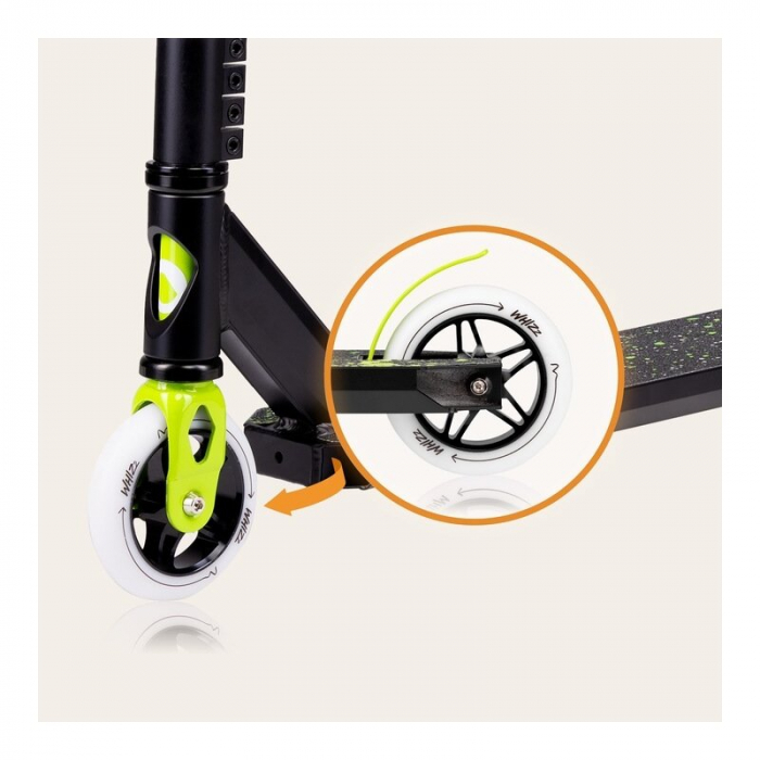 Trotineta, Lionelo, Whizz, Pentru Acrobatii, Rulmenti ABEC-9, Sistemul de compresie IHC 9, 20 - 100 kg, Conform cu standardul european de securitate EN14619, Verde/Negru [13]