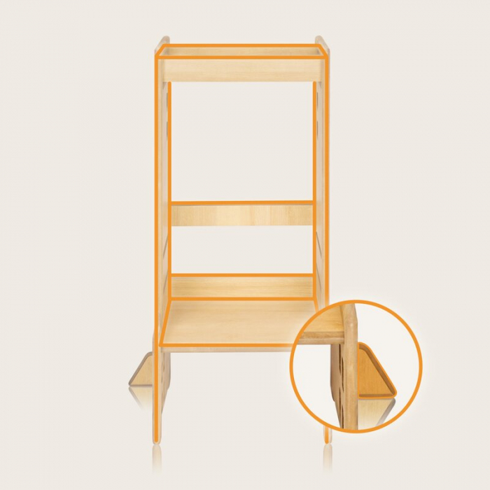 Turn de invatare Montessori, Lionelo, Cass, Functie de raft pentru carti, Pana la 30 kg, 12 luni - 6 ani, Din MDF si furnir, 3 trepte de inaltime, Natur [17]