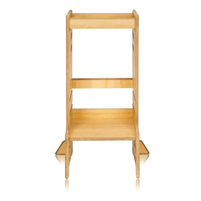 Turn de invatare Montessori, Lionelo, Cass, Functie de raft pentru carti, Pana la 30 kg, 12 luni - 6 ani, Din MDF si furnir, 3 trepte de inaltime, Natur [6]