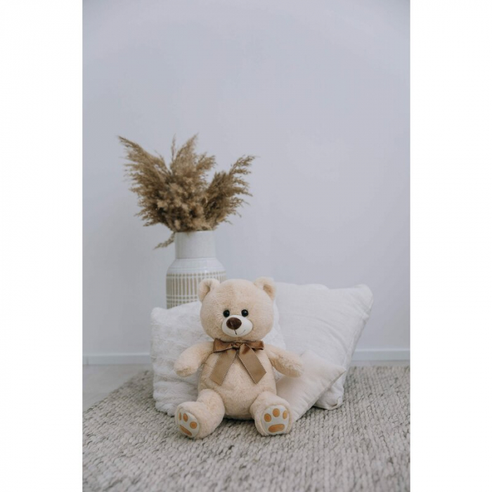 Ursulet de plus, Free2Play, Cosy, Moale, Cu fundita eleganta in jurul gatului, 45 cm, 0 luni+, Beige [2]
