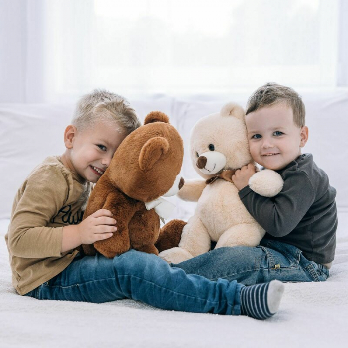 Ursulet de plus, Free2Play, Cosy, Moale, Cu fundita eleganta in jurul gatului, 45 cm, 0 luni+, Beige [6]