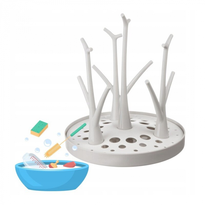 Uscator, Bocioland, Pentru biberoane, Cu design flexibil, Fara BPA, Pentru 8 recipiente, 22x26 cm, White [4]