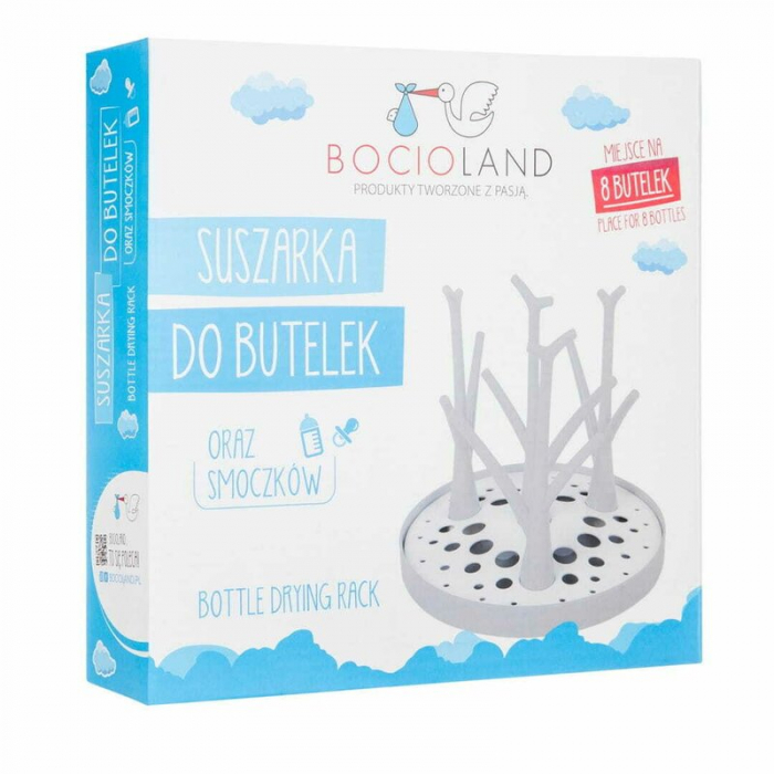 Uscator, Bocioland, Pentru biberoane, Cu design flexibil, Fara BPA, Pentru 8 recipiente, 22x26 cm, White [2]