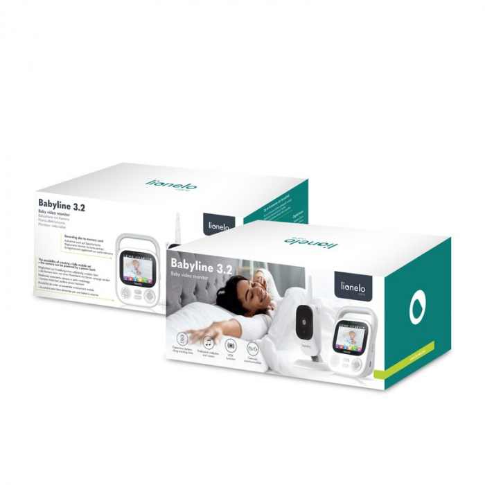 Video monitor, Lionelo, Babyline 3.2, Full HD, Comunicare bidirectionala, 2.8 inch, Cu sunete si mod de noapte, Cu 5 niveluri de detectare a sunetului, Alb [24]