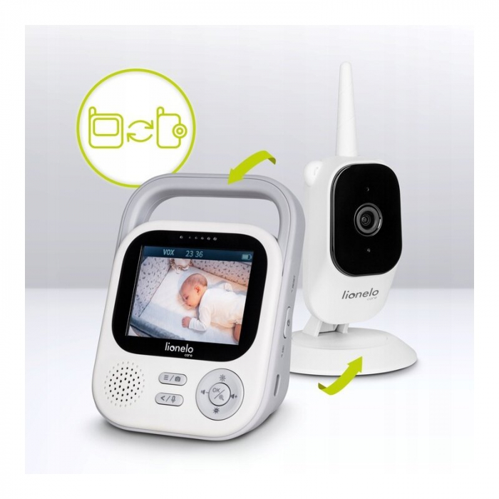 Video monitor, Lionelo, Babyline 3.2, Full HD, Comunicare bidirectionala, 2.8 inch, Cu sunete si mod de noapte, Cu 5 niveluri de detectare a sunetului, Alb [30]