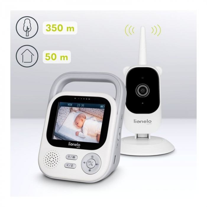 Video monitor, Lionelo, Babyline 3.2, Full HD, Comunicare bidirectionala, 2.8 inch, Cu sunete si mod de noapte, Cu 5 niveluri de detectare a sunetului, Alb [31]