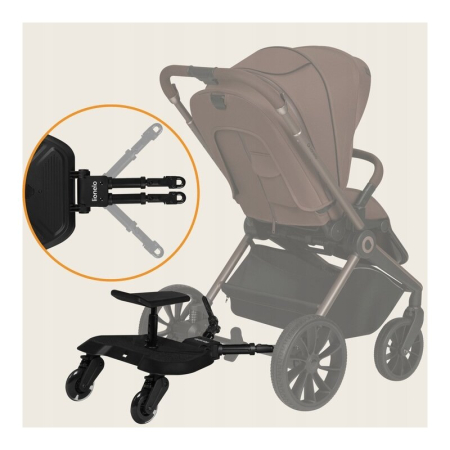 Adaptor universal carucior pentru al doilea copil, Lionelo, Buggy Board, 2 in 1, 3 pozitii reglare sezut pe inaltime, Platforma antiderapanta, Roti cu lumini colorate, Sustine 25 kg, Negru [15]