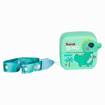 Aparat foto copii cu printare instant, Free2Play, Camere duale fata-spate, Cadre distractive, Cu 6 filtre, Dino [3]