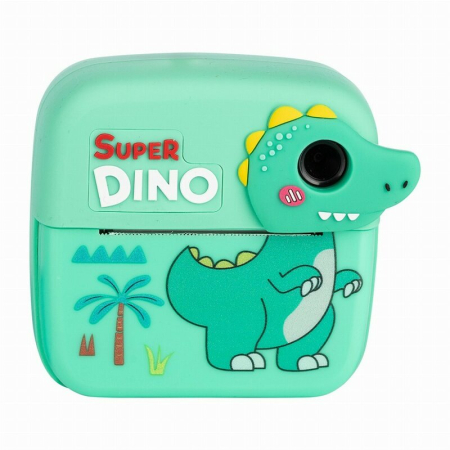 Aparat foto copii cu printare instant, Free2Play, Camere duale fata-spate, Cadre distractive, Cu 6 filtre, Dino [1]