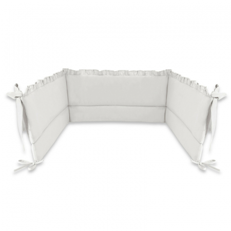 Aparatoare pentru patut 120x60 cm, Cu volanase, Din bumbac, Cu inaltimea de 30 cm, Cu panglici, Colectia Royal,Grey