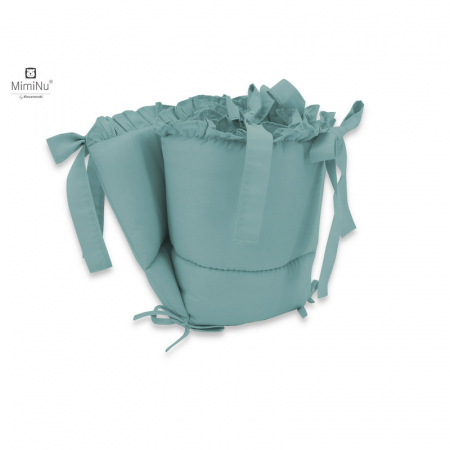 Aparatoare pentru patut 120x60 cm, Cu volanase, Din bumbac, Cu inaltimea de 30 cm, Cu panglici, Colectia Royal, Nepal Green [1]