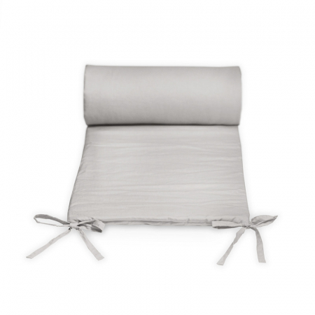 Aparatoare pentru patut 120x60 cm, Tilly, Cu panglici, Din bumbac, Lungime 180 cm, Inaltime 36 cm, Gri deschis [1]