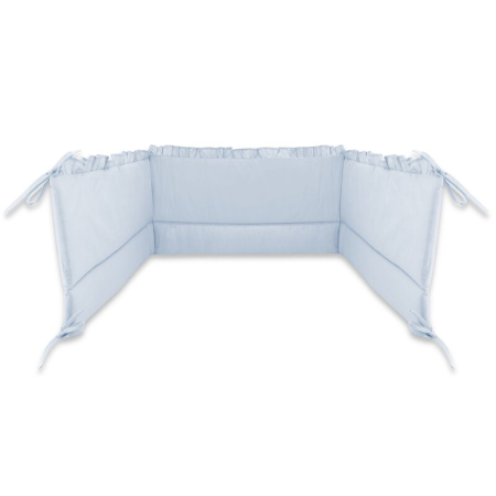 Aparatoare pentru patut, MimiNu, Cu volanase, Din bumbac certificat Oeko Tex Standard 100, 180x30 cm, Cu panglici, Colectia Royal, Blue [1]