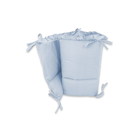 Patuturi din lemn - Aparatoare pentru patut, MimiNu, Cu volanase, Din bumbac certificat Oeko Tex Standard 100, 180x30 cm, Cu panglici, Colectia Royal, Blue