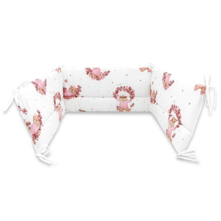 Patuturi din lemn - Aparatoare pentru patut, MimiNu, Din bumbac certificat Oeko Tex Standard 100, 180x30 cm, Cu panglici, Design, Betty