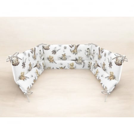 Aparatoare pentru patut, MimiNu, Din bumbac certificat Oeko Tex Standard 100, 180x30 cm, Cu panglici, Savanna [1]