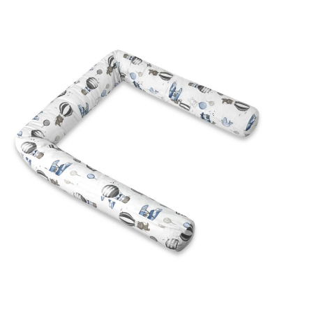 Patuturi din lemn - Aparatoare pentru patut, MimiNu, Tip rulou, Cu husa detasabila, Lungime 180 cm, Din bumbac certificat Oeko Tex Standard 100, Blue Plane