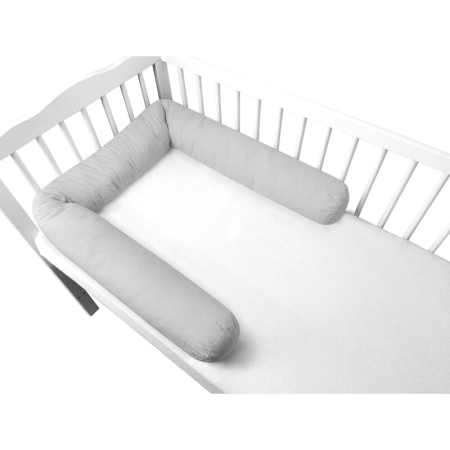Patuturi din lemn - Aparatoare pentru patut, MimiNu, Tip rulou, Cu husa detasabila, Lungime 180 cm, Din bumbac certificat Oeko Tex Standard 100, Colectia Royal, Grey