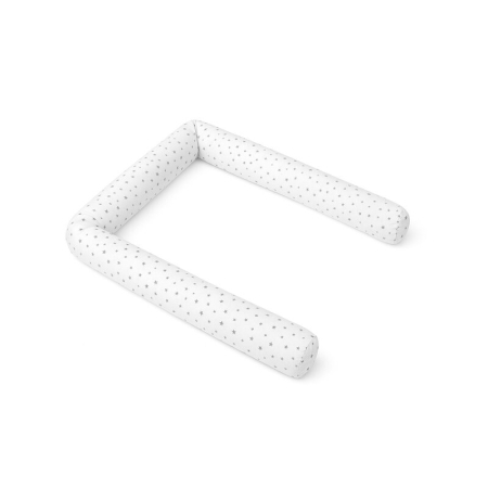 Patuturi din lemn - Aparatoare pentru patut, MimiNu, Tip rulou, Cu husa detasabila, Lungime 180 cm, Din bumbac certificat Oeko Tex Standard 100, Mini Gray Stars