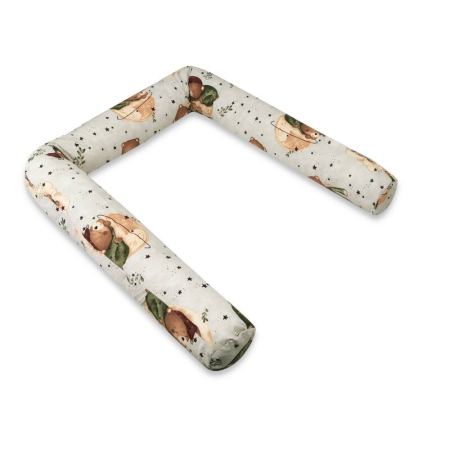 Patuturi din lemn - Aparatoare pentru patut, MimiNu, Tip rulou, Cu husa detasabila, Lungime 180 cm, Din bumbac certificat Oeko Tex Standard 100, Teddy Bear On Moon