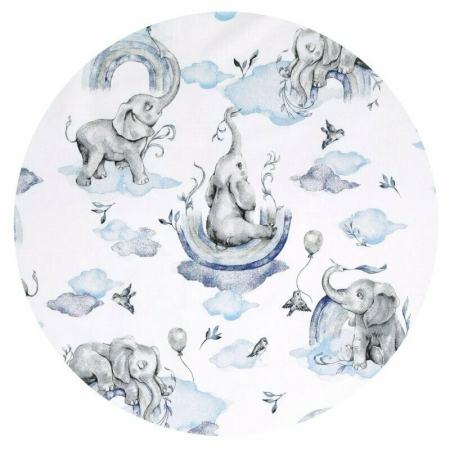 Aparatoare pentru patut, Qmini, Tip rulou, Cu husa detasabila, Lungime 180 cm, Din bumbac certificat Oeko Tex Standard 100, Elephants on Rainbow Blue [1]