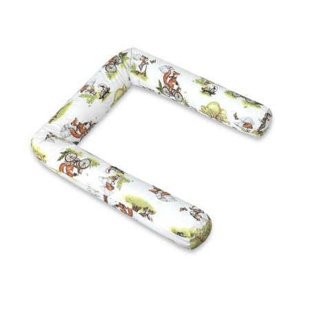 Patuturi din lemn - Aparatoare pentru patut, Qmini, Tip rulou, Cu husa detasabila, Lungime 180 cm, Din bumbac certificat Oeko Tex Standard 100, Fox on bikes Natural